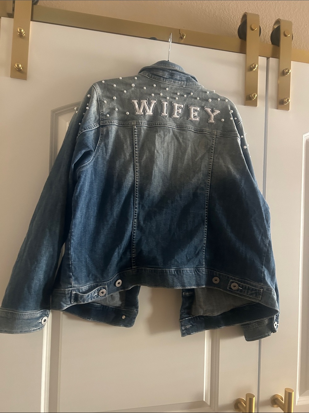 torrid Blue Denim 'Wifey' Jacket with Pearl Studs